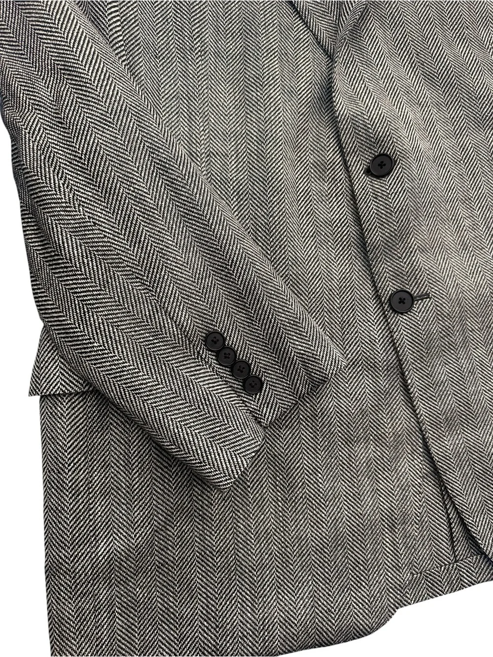 Hickey Freeman 44R Black Gray Sport Coat Blazer Houndstooth USA Made